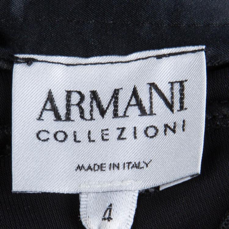 Pre Owned Armani Collezioni Black Knit Embellished Neck Detail Gown S