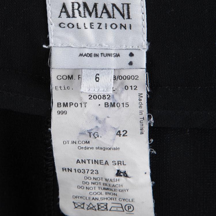Pre Owned Armani Collezioni Black High Waist Wide Leg Trousers M