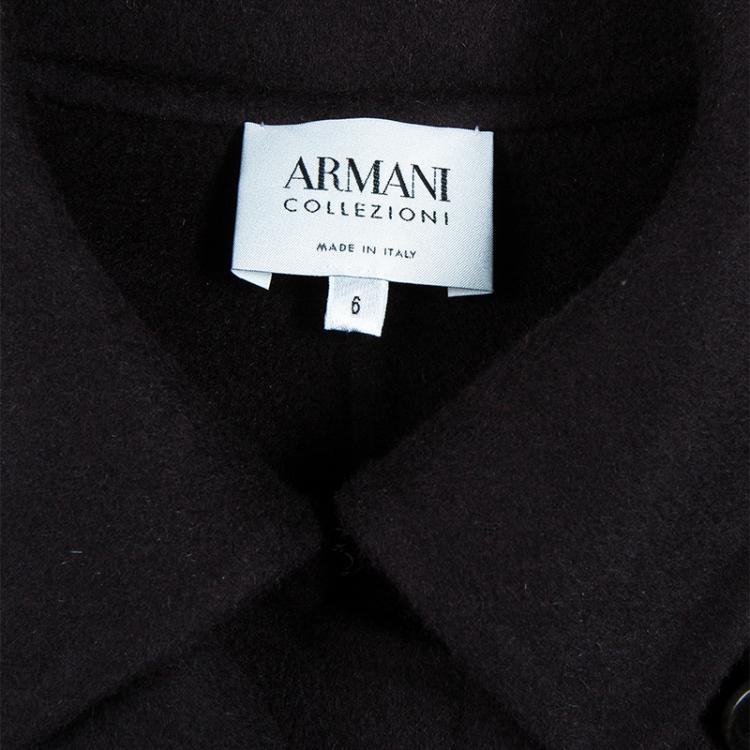 Pre Owned Armani Collezioni Black Cashmere Long Coat M