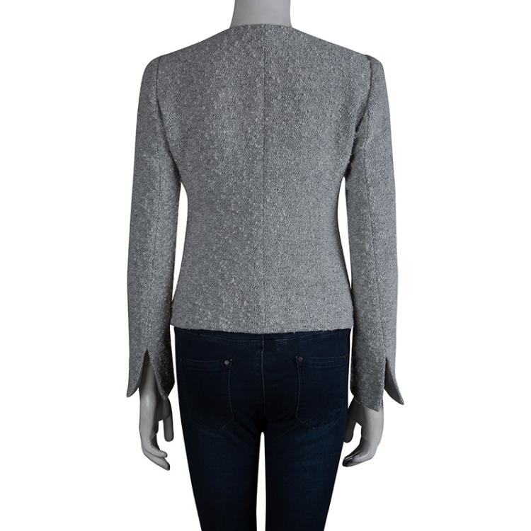 Pre Owned Armani Collezioni Grey Textured Box Jacket S