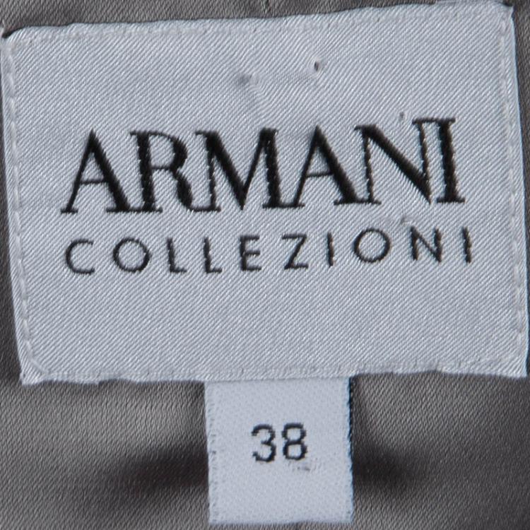 Pre Owned Armani Collezioni Grey Textured Box Jacket S
