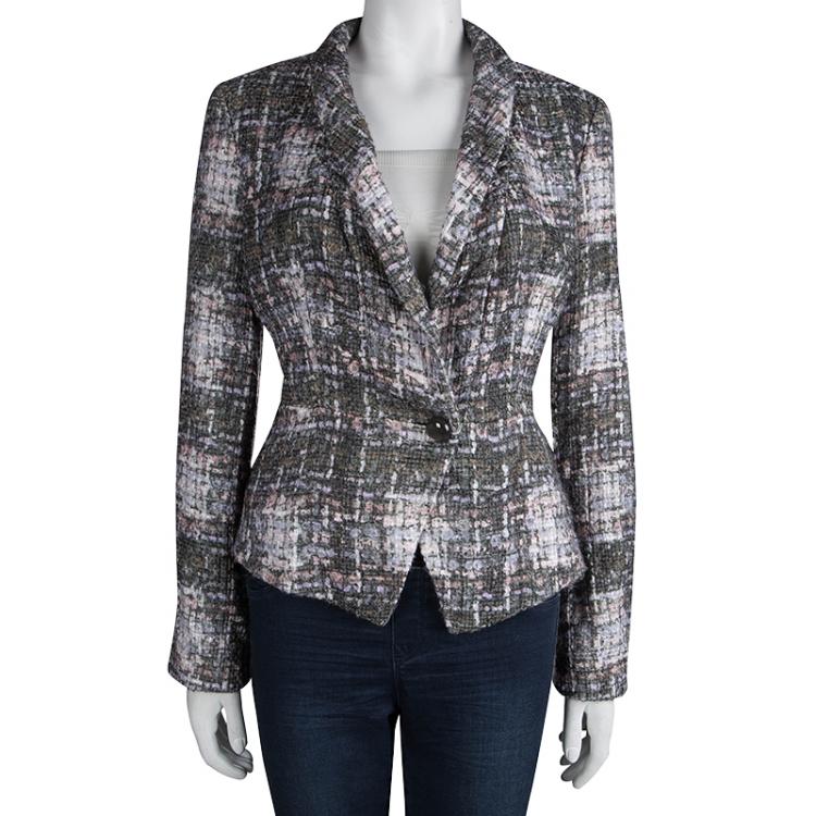 Pre Owned Armani Collezioni Marble Effect Textured Jacket M