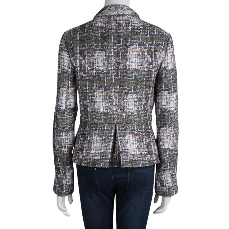 Pre Owned Armani Collezioni Marble Effect Textured Jacket M
