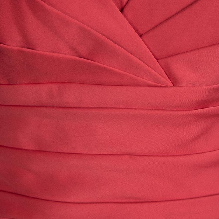 Pre Owned Armani Collezioni Red Satin Strapless Short Dress L