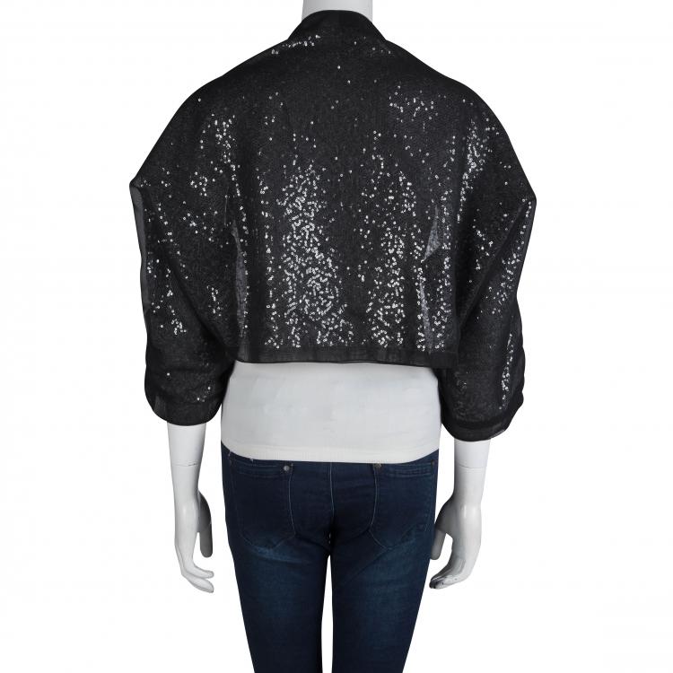 Pre Owned Armani Collezioni Black Sequin Embellished Bolero Jacket L