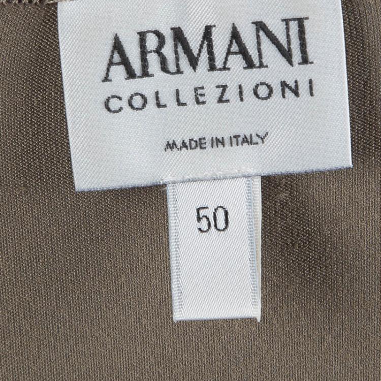 Pre Owned Armani Collezioni Olive Green Ruched Side Detail Top XL