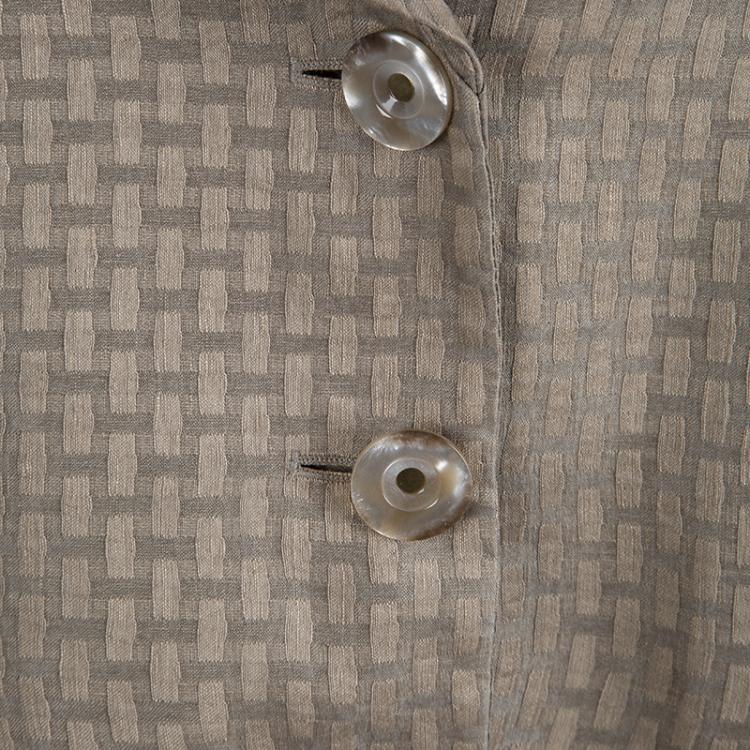 Pre Owned Armani Collezioni Light Brown Textured Notched Collar Blazer XL