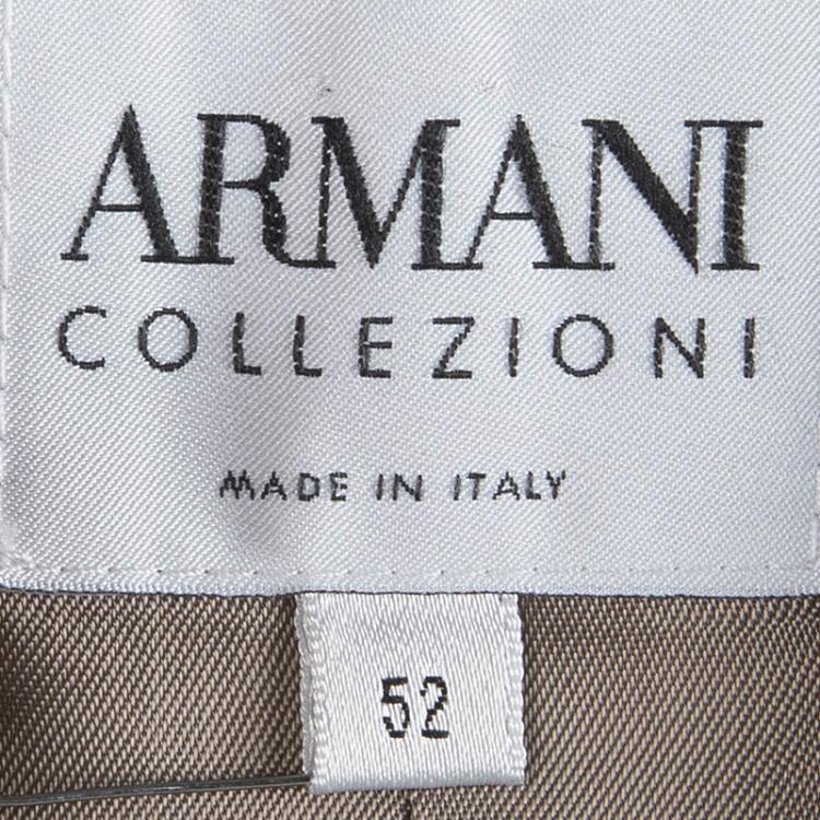 Pre Owned Armani Collezioni Light Brown Textured Notched Collar Blazer XL