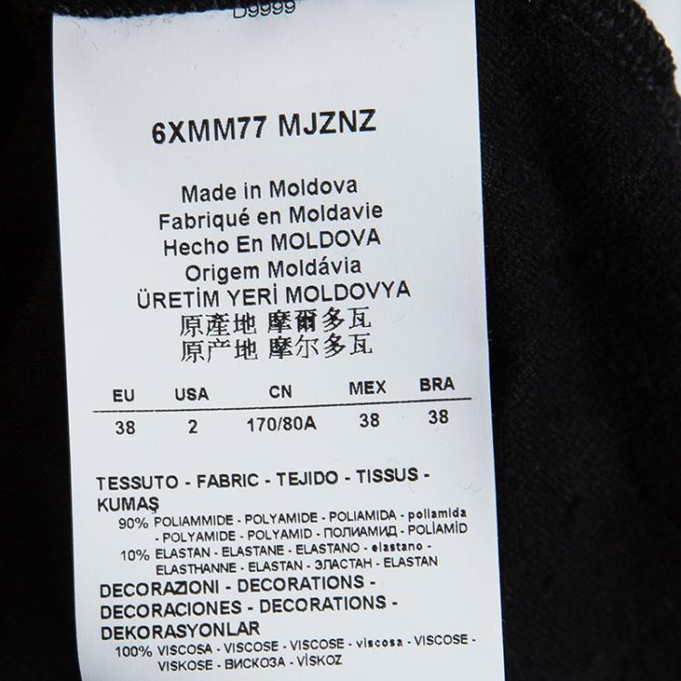 Pre Owned Armani Collezioni Black Velvet Burnout Detail Short Sleeve Top S