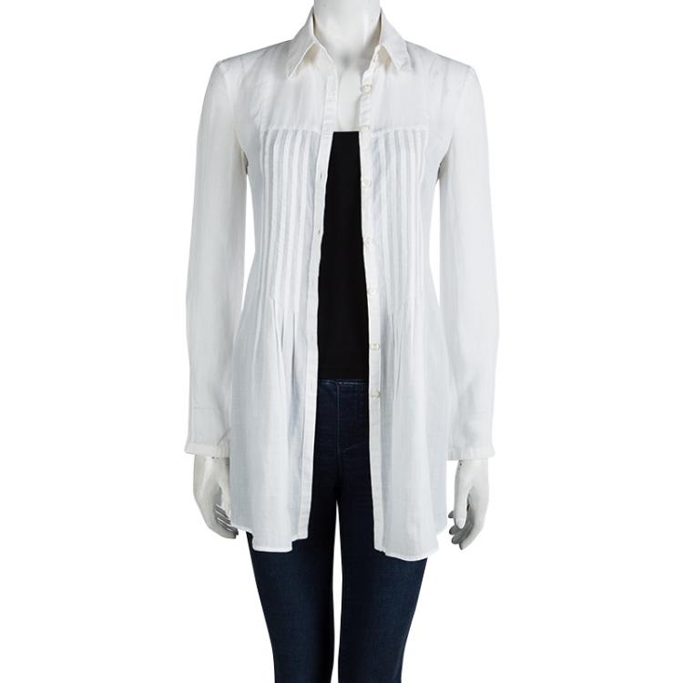 Pre Owned Armani Collezioni White Long Sleeve Top XS
