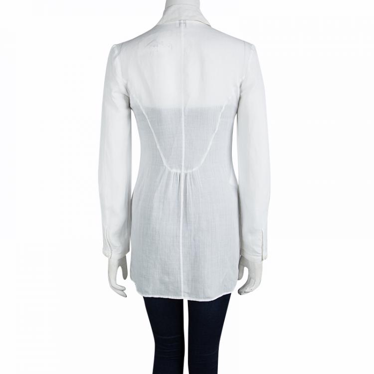 Pre Owned Armani Collezioni White Long Sleeve Top XS