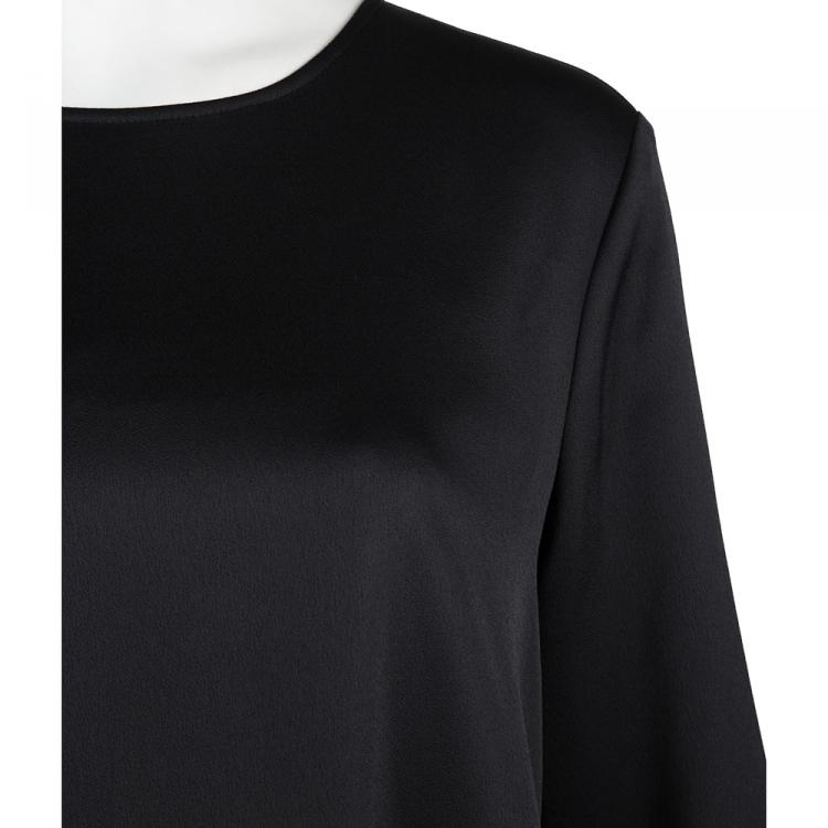 Pre Owned Armani Collezioni Black Ruffle Detail Long Sleeve Top L