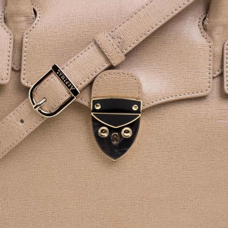 Pre Owned Aspinal of London Beige Leather Berkeley Satchel