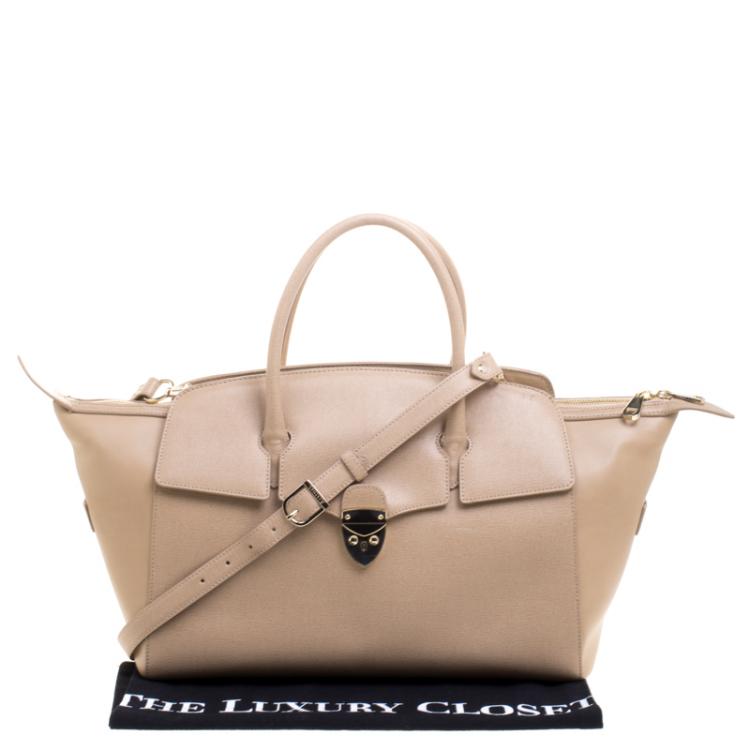 Pre Owned Aspinal of London Beige Leather Berkeley Satchel