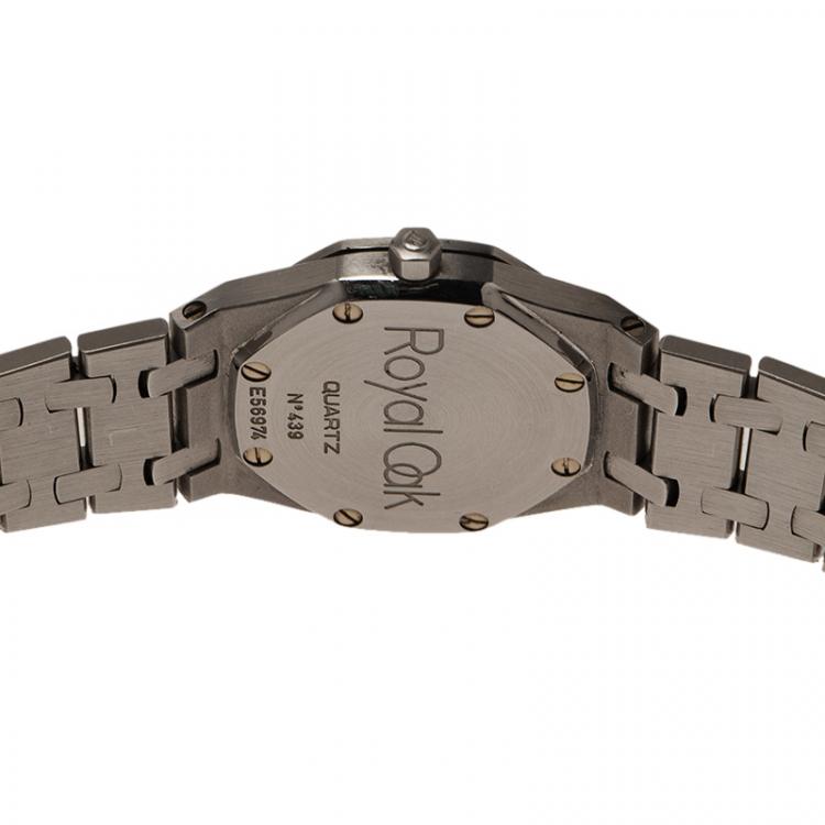 Pre Owned Audemars Piguet Blue Stainless Steel Royal Oak Women's Wristwatch 25MM