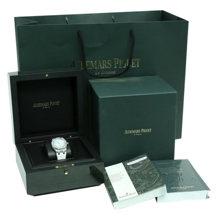 Pre Owned Audemars Piguet Silver Stainless Steel Diamond Royal Oak Women's Wristwatch 33MM