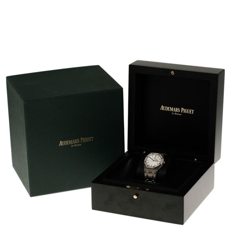 Pre Owned Audemars Piguet Silver Stainless Steel Diamond Royal Oak Women's Wristwatch 33MM