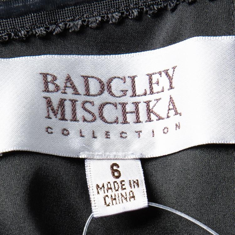 Pre Owned Badgley Mischka FW'14 Black Silk Embellished Evening Gown M