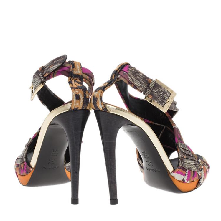Pre Owned Baldinini Multicolor Floral Print Criss Cross Sandals Size 40