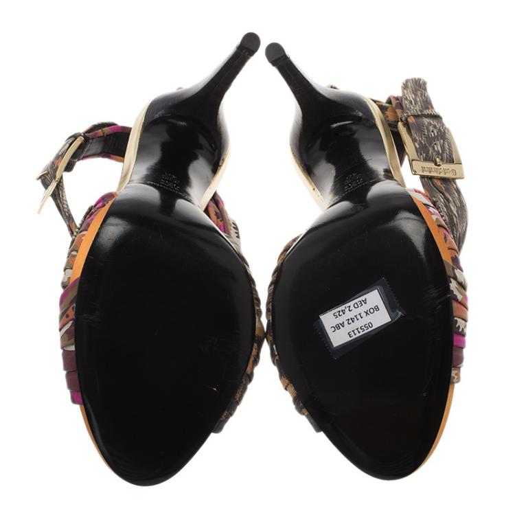 Pre Owned Baldinini Multicolor Floral Print Criss Cross Sandals Size 40