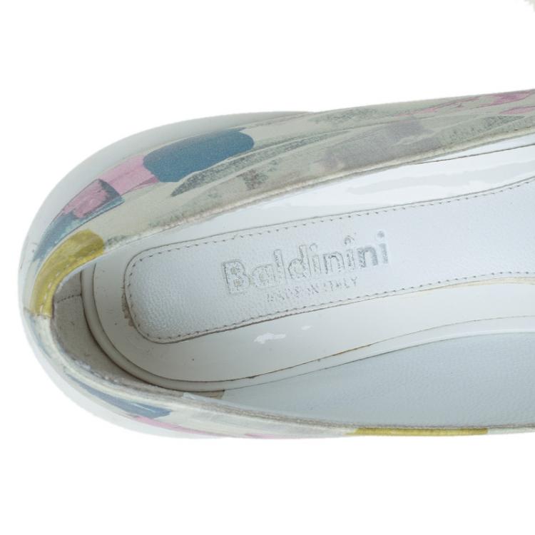 Pre Owned Baldinini Multicolor Abstract Print Leather Pointed Toe Slip On Sneakers Size 37