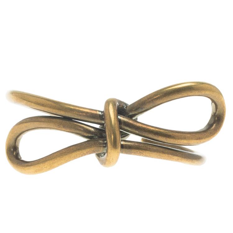 Pre Owned Balenciaga Bow Boucle Gold Tone Cuff Bracelet Size M