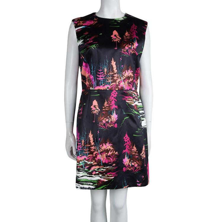 Pre Owned Balenciaga Multicolor Printed Landscape City Sleeveless Dress L