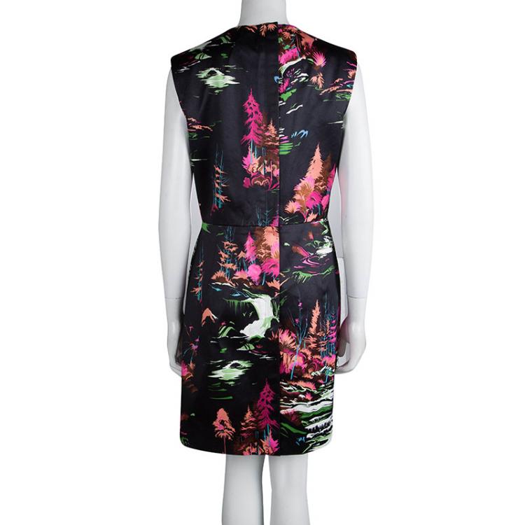 Pre Owned Balenciaga Multicolor Printed Landscape City Sleeveless Dress L
