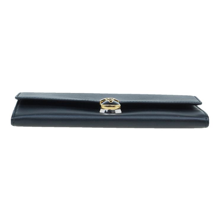 Pre Owned Balenciaga Black Leather Padlock Flap Wallet 