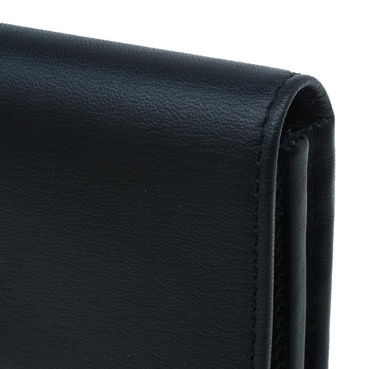 Pre Owned Balenciaga Black Leather Padlock Flap Wallet 