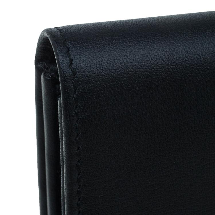 Pre Owned Balenciaga Black Leather Padlock Flap Wallet 