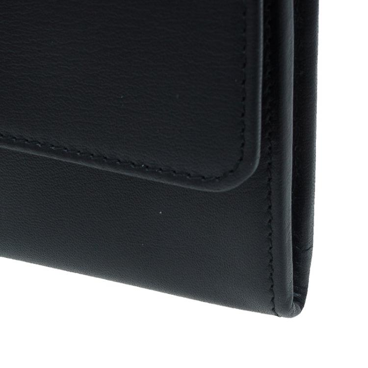 Pre Owned Balenciaga Black Leather Padlock Flap Wallet 