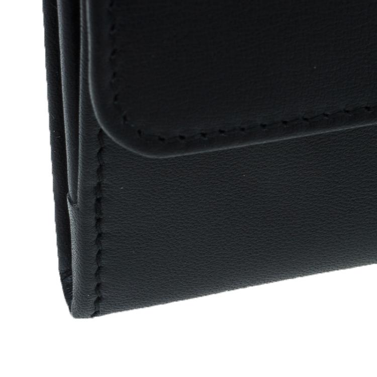 Pre Owned Balenciaga Black Leather Padlock Flap Wallet 