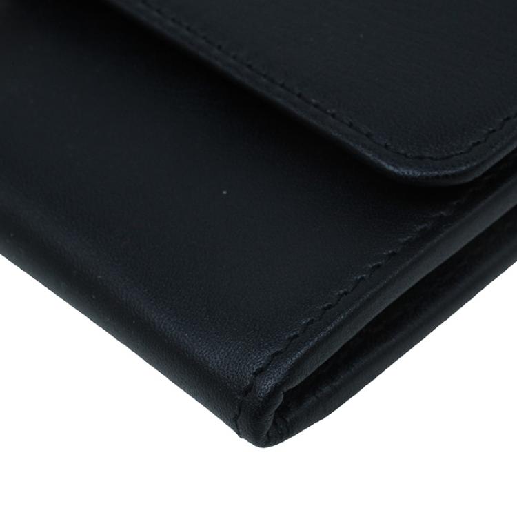 Pre Owned Balenciaga Black Leather Padlock Flap Wallet 