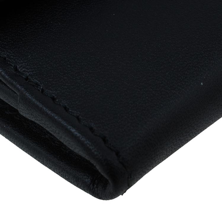 Pre Owned Balenciaga Black Leather Padlock Flap Wallet 