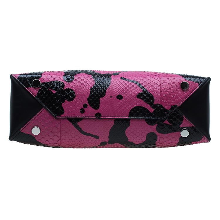 Pre Owned Balenciaga Pink/Black Spalsh Python Mini Cable Shopper Tote