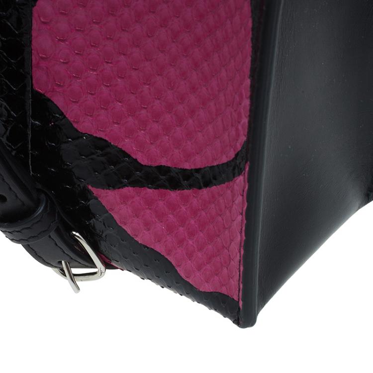 Pre Owned Balenciaga Pink/Black Spalsh Python Mini Cable Shopper Tote