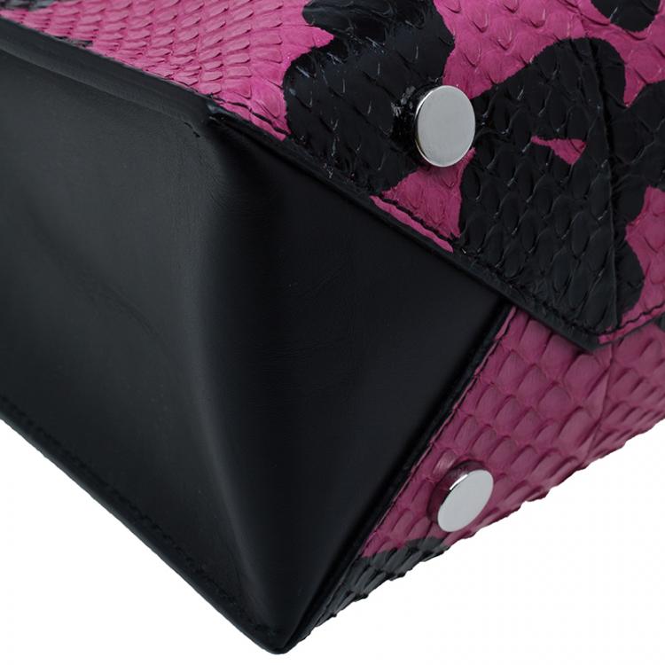 Pre Owned Balenciaga Pink/Black Spalsh Python Mini Cable Shopper Tote