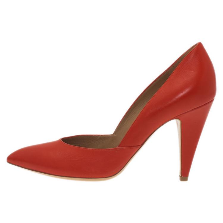 Pre Owned Balenciaga Red Leather Pointed Toe Pumps Size 39