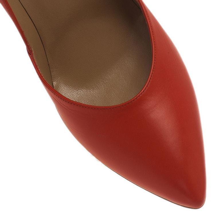 Pre Owned Balenciaga Red Leather Pointed Toe Pumps Size 39