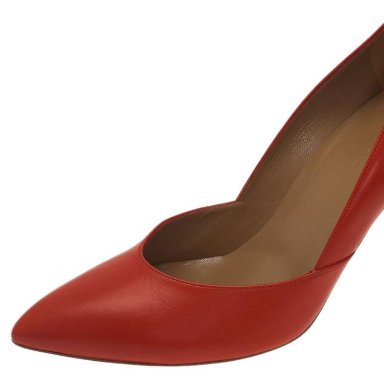 Pre Owned Balenciaga Red Leather Pointed Toe Pumps Size 39