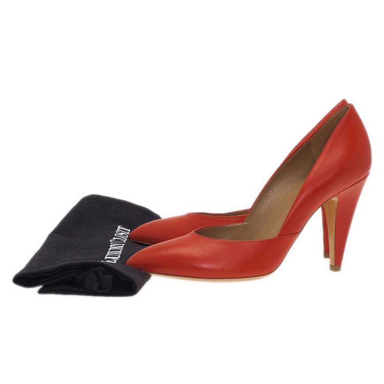 Pre Owned Balenciaga Red Leather Pointed Toe Pumps Size 39