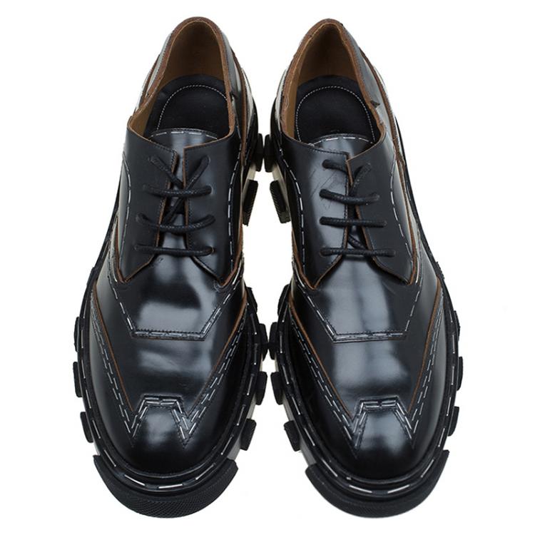 Pre Owned Balenciaga Black Leather Topstitch Platform Derby Size 39