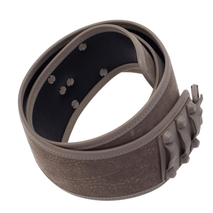 Pre Owned Balenciaga Beige Suede and Leather Waist Belt 90CM