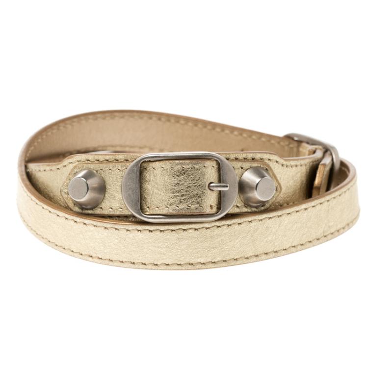Pre Owned Balenciaga Giant Triple Tour Metallic Gold Bracelet M