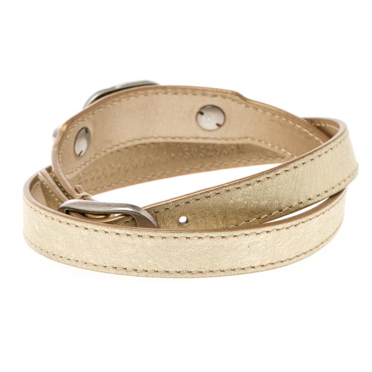 Pre Owned Balenciaga Giant Triple Tour Metallic Gold Bracelet M