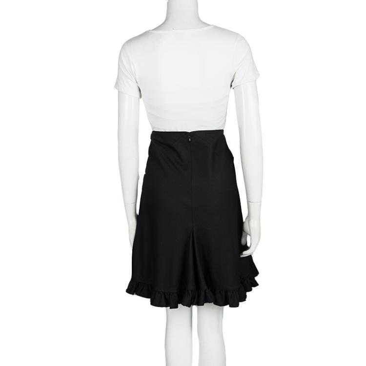 Pre Owned Balenciaga Black Wool Ruffle Bottom Skirt S