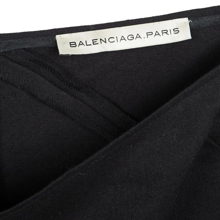 Pre Owned Balenciaga Black Wool Ruffle Bottom Skirt S