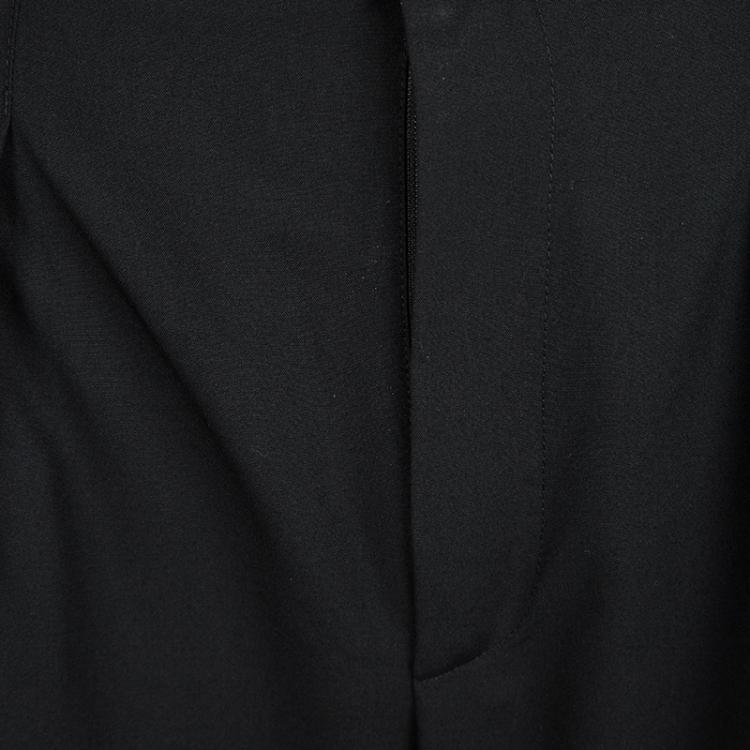 Pre Owned Balenciaga Black Wool High Waist Wide Leg Trousers L