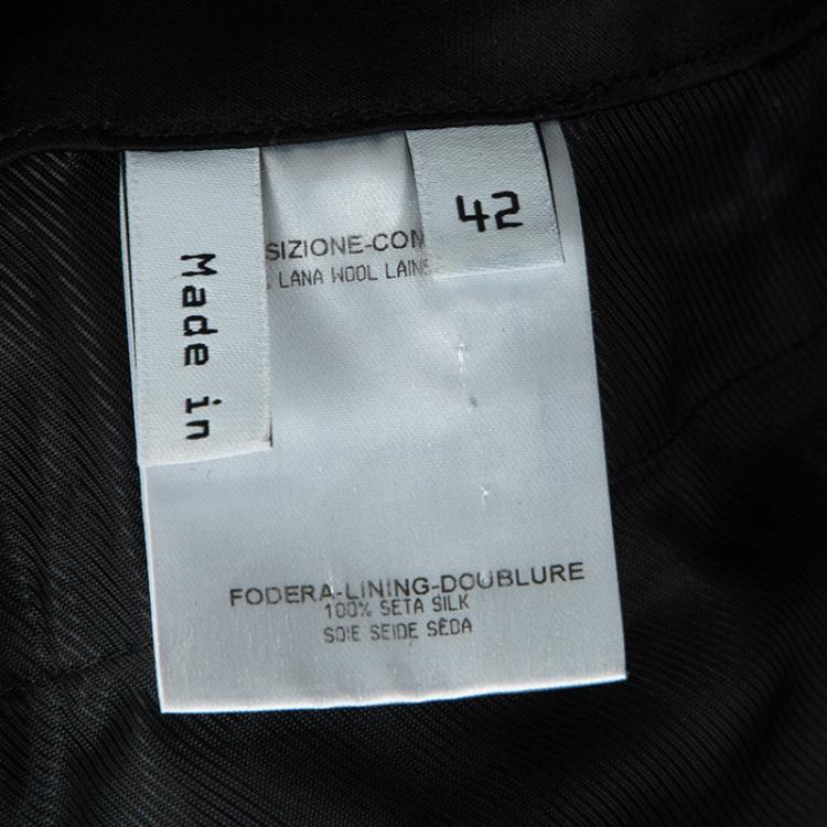 Pre Owned Balenciaga Black Wool High Waist Wide Leg Trousers L